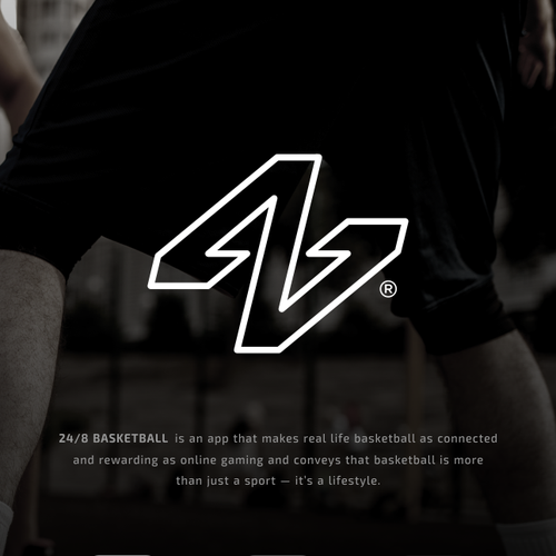 Basketball design with the title '24|8 Basketball App Logo'