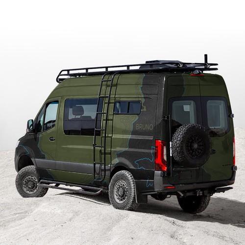 Van design with the title '4x4 Adventure Van Wrap Design'