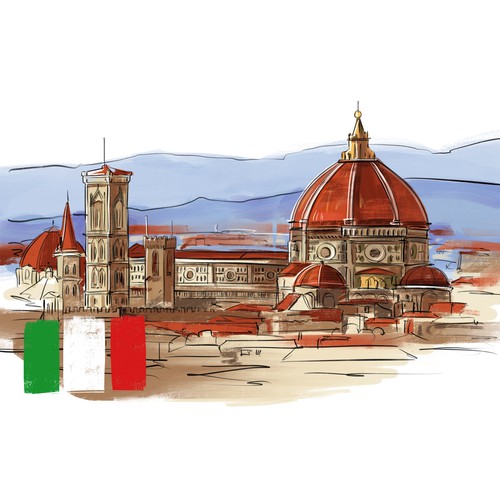 Digital illustration with the title 'Digital illustration for travel book'