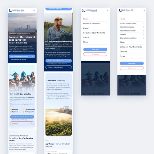 Mobile app website with the title 'Mobile-First Design for National Ag Finance'