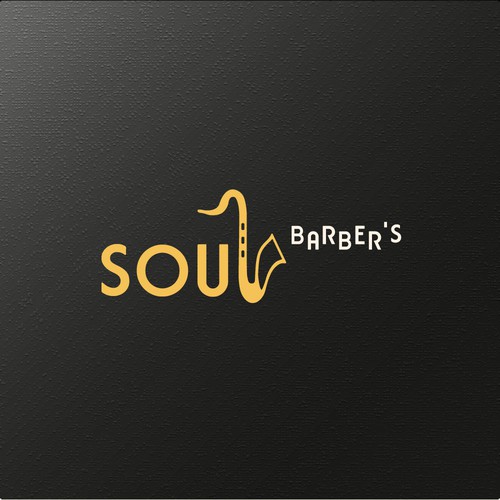 Saxophone design with the title 'The logo concept of a stylish and trendy barbershop'