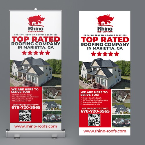 Construction design with the title 'Rhino Restoration Roll Up Banner'