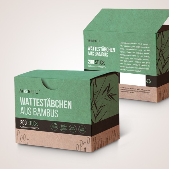 Green packaging with the title 'package and Logo design'