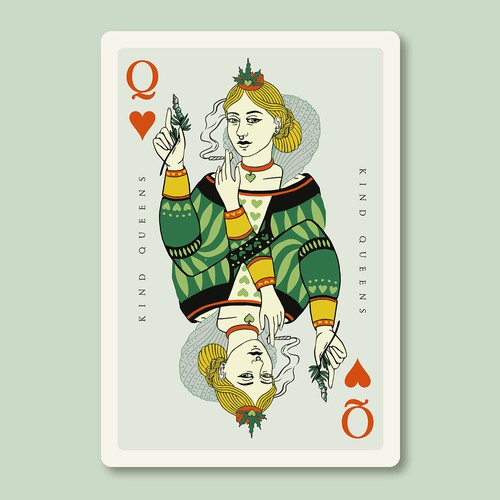 Queen design with the title 'Cannabis Playing Card Design'