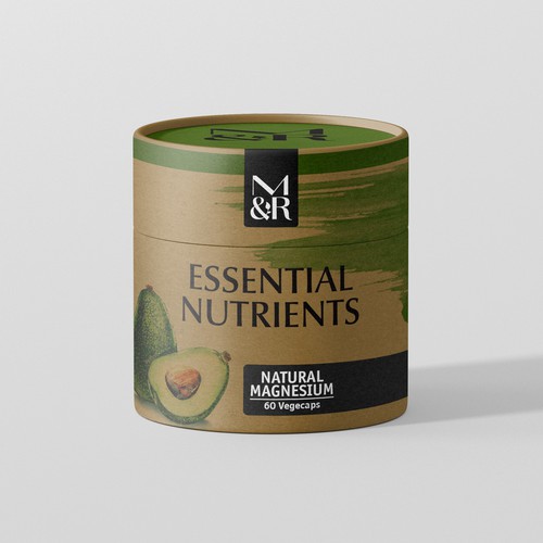 Mockup packaging with the title 'Packaging design for Essential Nutrients'