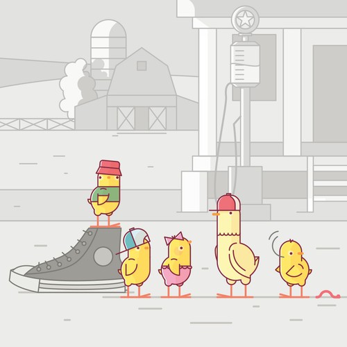 Chicken artwork with the title 'Chicks'