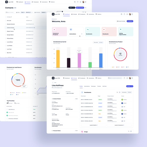 Table design with the title 'Modern CRM UI Redesign for Small Business'