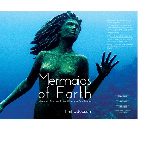 Blue book cover with the title 'Coffetable book on Mermaid Statues'