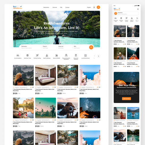 Agency website with the title 'Travel Aggency website and mobile design'