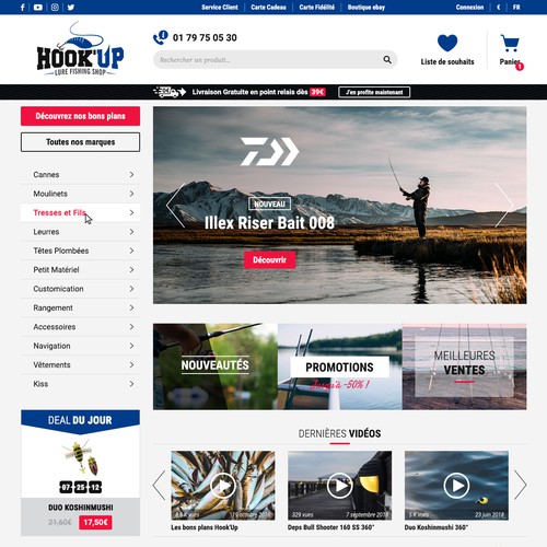 Mobile website with the title 'Refonte du site Hook Up'