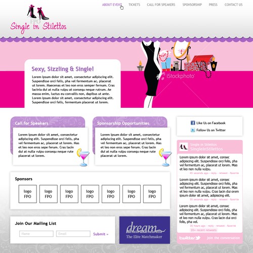 Flourishes design with the title 'Feminine website design (contest winner)'