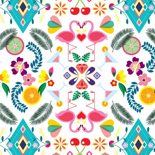 Summer illustration with the title 'Summer Love Pattern '