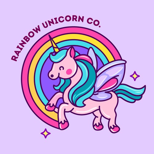 Rainbow logo with the title 'Children Fasion Label'