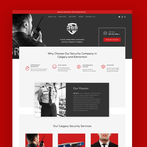 Secure design with the title '365 Patrol - Security Website'