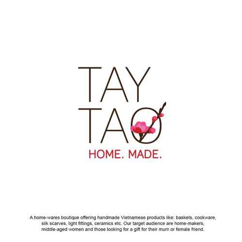 Red brand with the title 'Feminine logo for homewares boutique'