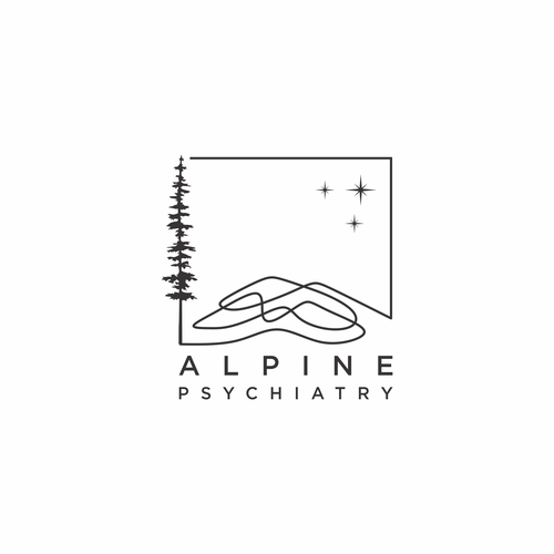 Fir tree logo with the title 'Alpine Psychiatry'