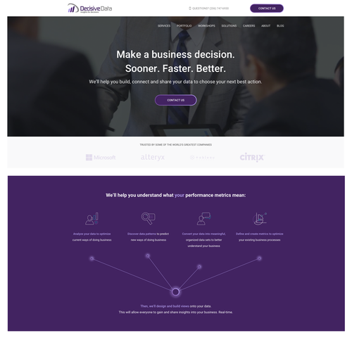 Analytics website with the title 'Home Page design for consulting company'