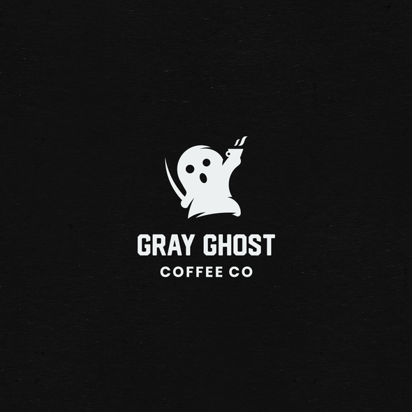 Ghost design with the title 'Playful Logo For Gray Ghost Coffee'