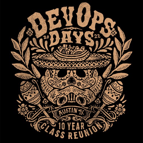 Dia de los Muertos design with the title 'Vintage hand Drawn T-Shirt Illustration'