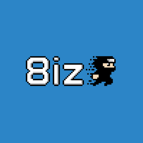 Pixel art design with the title '8iz logo project'