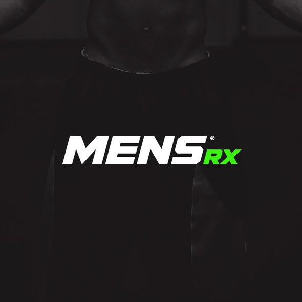 Aggressive logo with the title 'Bold Wordmark Design for MensRX, New Hardcore Mens Clinic'