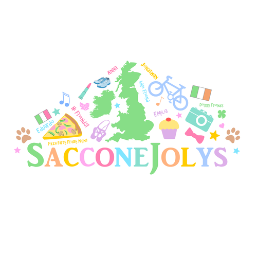 Pyramid logo with the title 'Colourful SacconeJoly design'