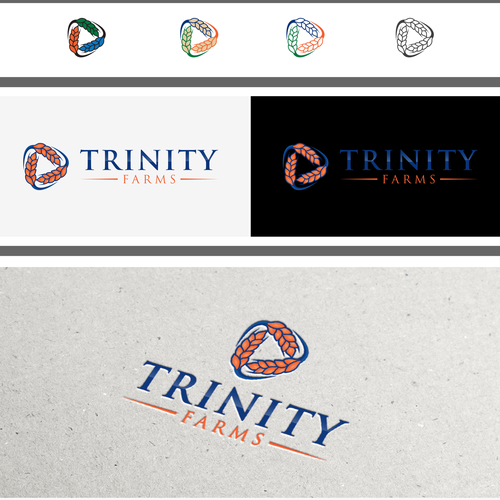 Wheat logo with the title 'Create a captive logo showing modern youth in agriculture for Trinity Farms'