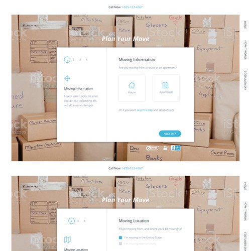 Moving design with the title 'Landing page for moving lead site'