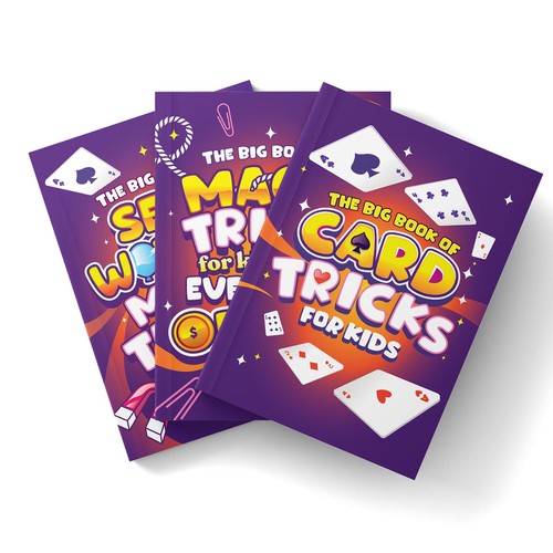 Playing card design with the title 'Magic Tricks for Kids Series - Book cover designs'