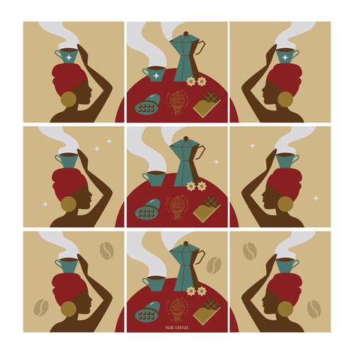 Coffee shop artwork with the title 'Illustration for coffee brand'