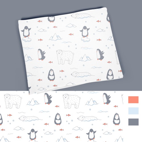 Textile design with the title 'Baby Muslin Swaddle Blankets pattern'