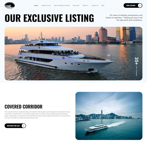 Yacht design with the title 'NASHVILLE YACHT landing page design'