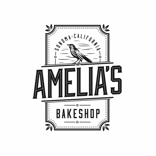 Lettering design with the title 'Logo and business card for Amelia's bakeshop'