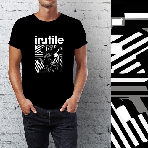 Black and white t-shirt with the title 't shirt'