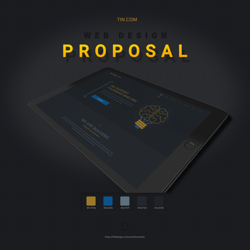 Dark blue design with the title 'Website design for tin.com'