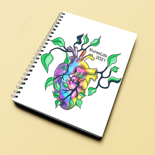 Leaf artwork with the title 'NurseLife 2020 Diary Cover '