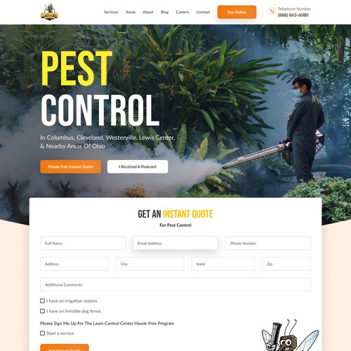 Mosquito design with the title 'Pest / Mosquito Control Website Design'