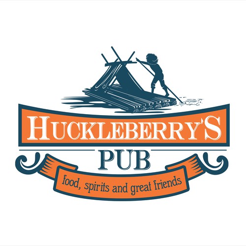 Tourism logo with the title 'Huck Finn Floats Again'