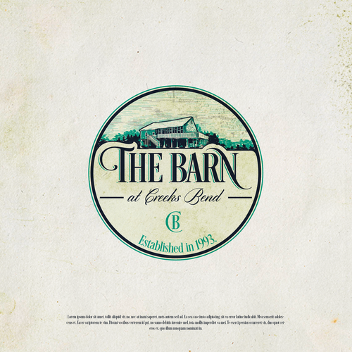 Barn logo with the title 'The Barn at Creeks Bend'