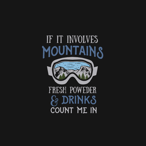 Mountain t-shirt with the title 'Skiing design illustration for t-shirt'