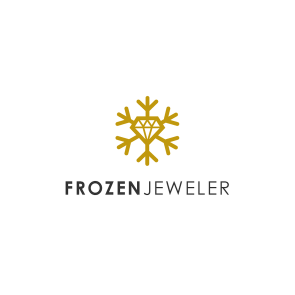 Gold jewelry logo with the title 'Frozen Jeweler'