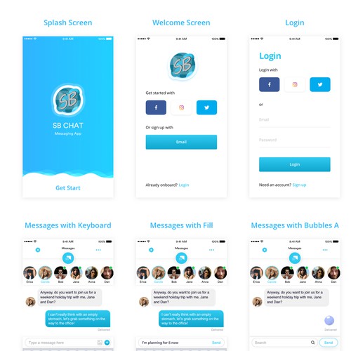 Message design with the title ' SB Chat'