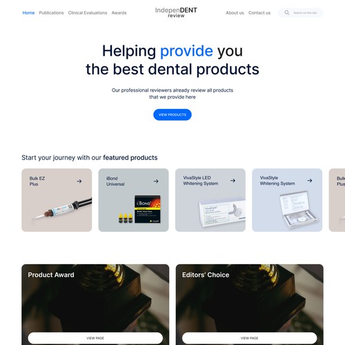 Dental website with the title 'Dental Products Web Page'