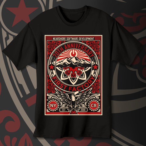 T-shirt with the title 'Design an ObeyGiant inspired T-shirt for NYC-Costa Rican Company'