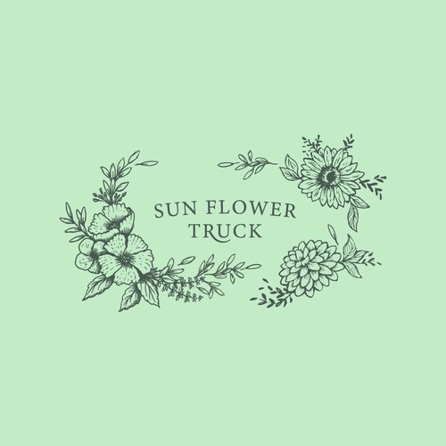Sketchbook logo with the title 'Pen-Ink Illustrated Sun Flower Truck '
