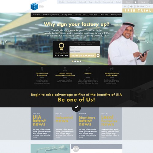 Parallax website with the title 'Webdesign :: UIA Dubai'