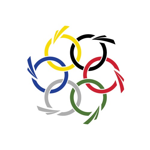Airline and flight logo with the title 'More dynamic design for future  Olympic Transportation Network flag'