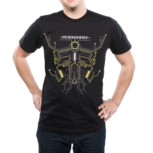 Gold t-shirt with the title 'Programmer'