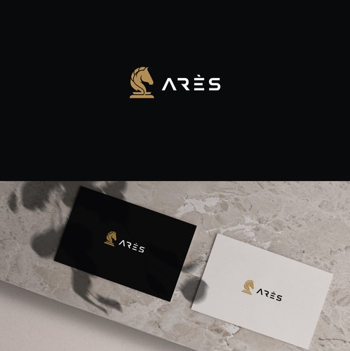 Knight logo with the title 'Arès logo design'