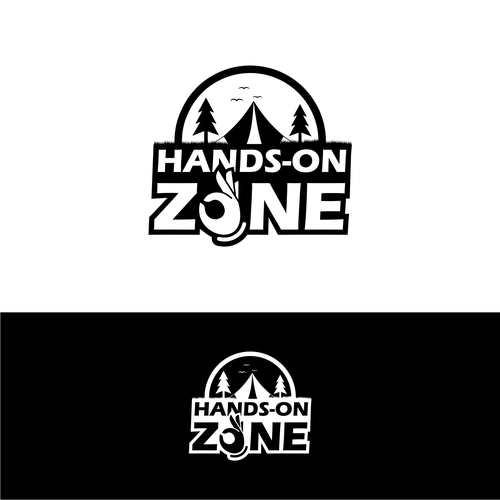 Tent design with the title 'bold logo HANDS-ON ZONE adventure'